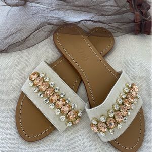 One & Only rhinestone embellished slide shoes size 7